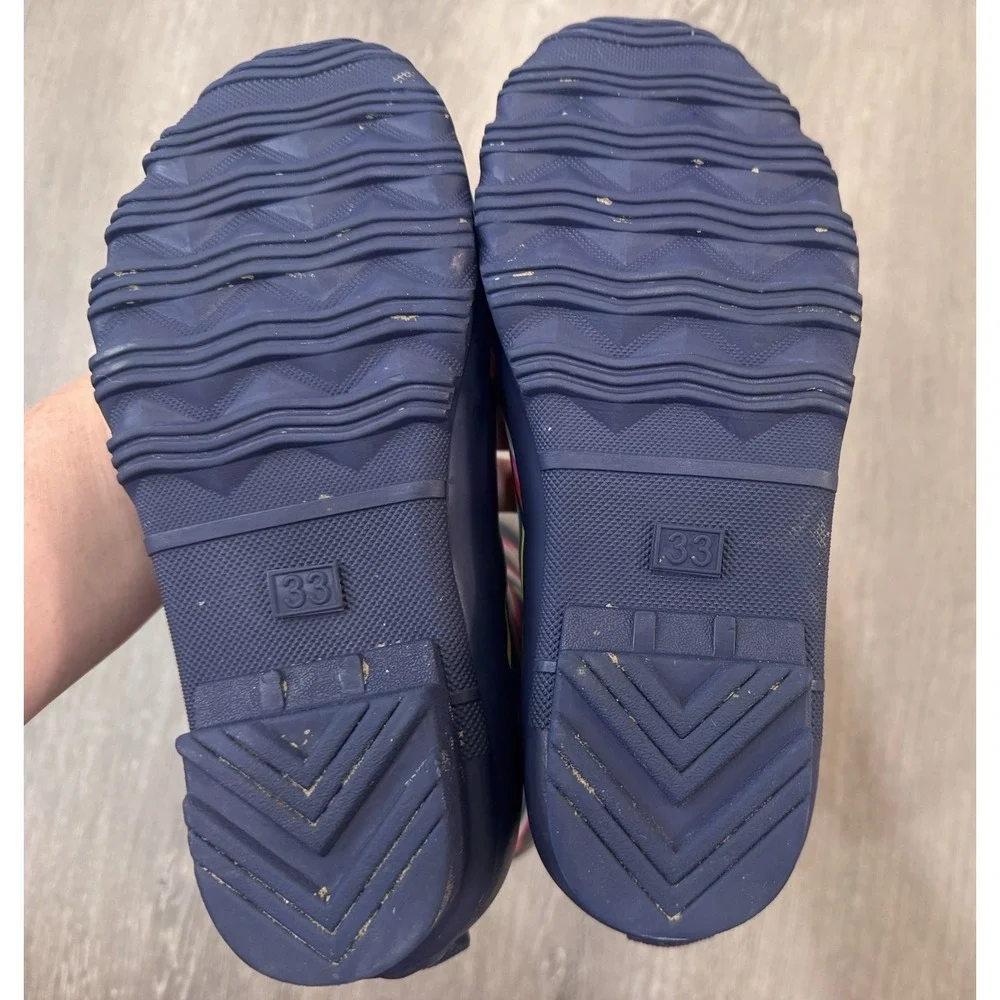 Mini Boden Kids Rainbow Rain Boots Navy Multicolor Waterproof EU 33 US 2